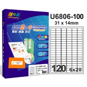 彩之舞進口3合1專業標籤 6x20圓角 120格留邊